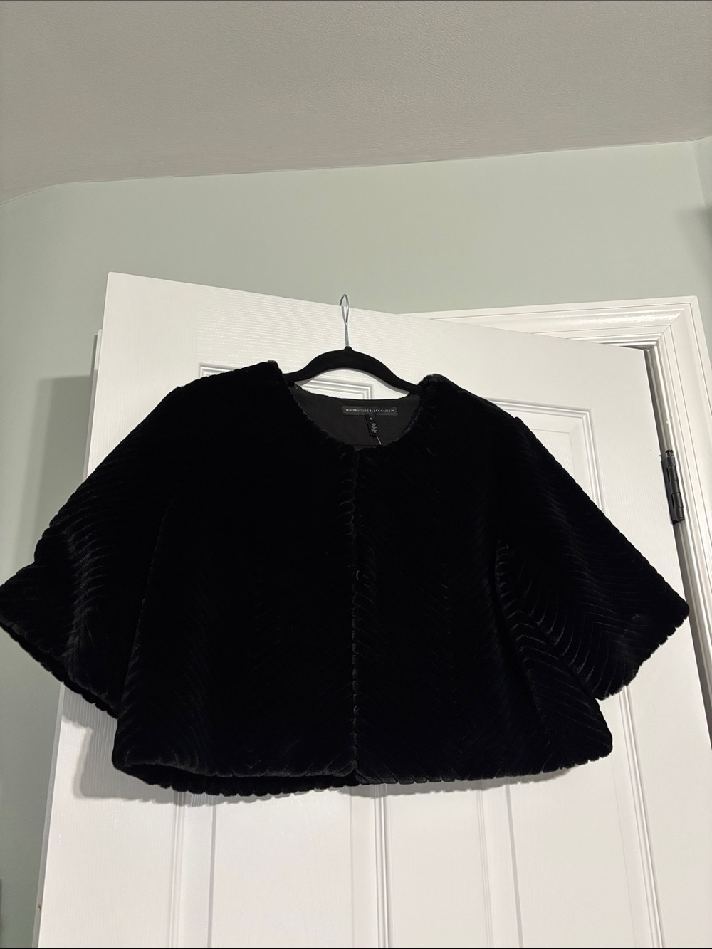White House Black Market Black Faux Fur Cape Jacket